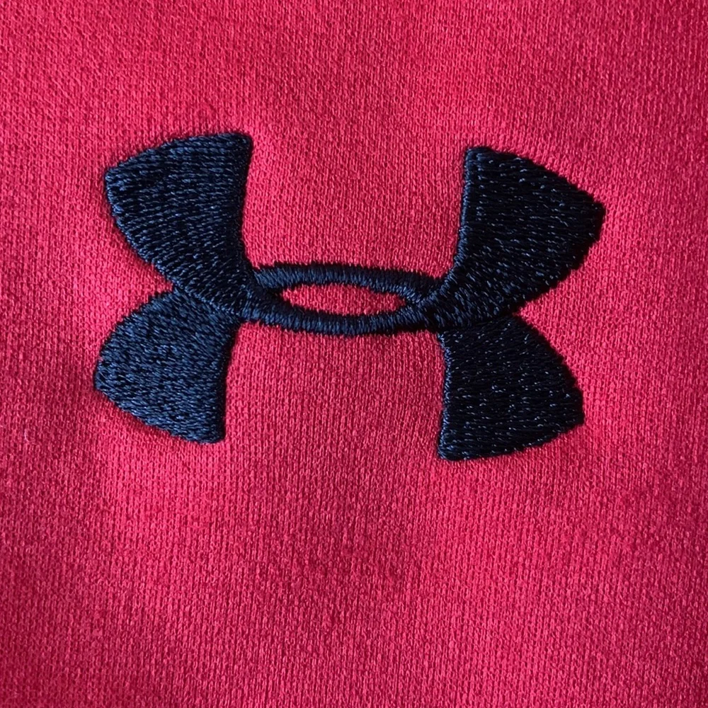 Under Armour LARGE men’s warm red fleece lined full zip jacket stand collar VGUC